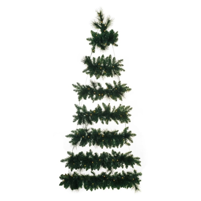 Sapin de Noël artificiel suspendu plat lumineux 100 LED, 210 cm - vert 