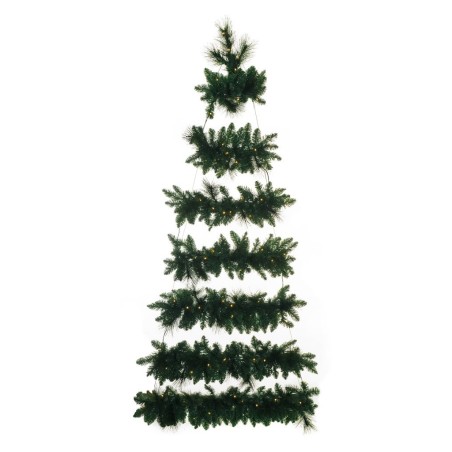Sapin de Noël artificiel suspendu plat lumineux 100 LED, 210 cm - vert 