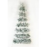 Sapin de Noël artificiel suspendu plat lumineux 100 LED enneigé, 210 cm - blanc 