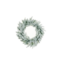 Lot de 12 - Couronne artificielle de pin enneigée, D. 60 cm - blanc 