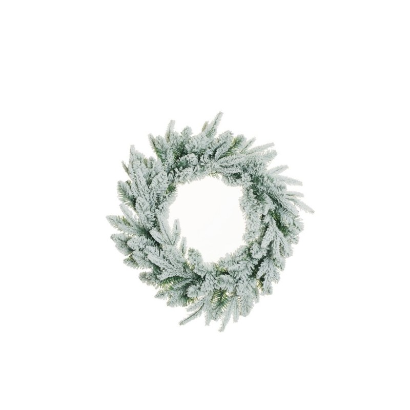 Lot de 12 - Couronne artificielle de pin enneigée, D. 60 cm - blanc 