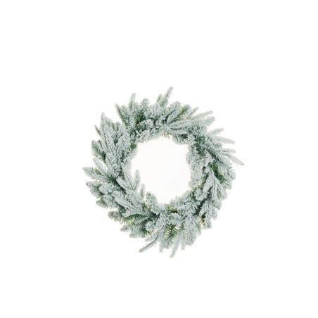 Lot de 12 - Couronne artificielle de pin enneigée, D. 60 cm - blanc 