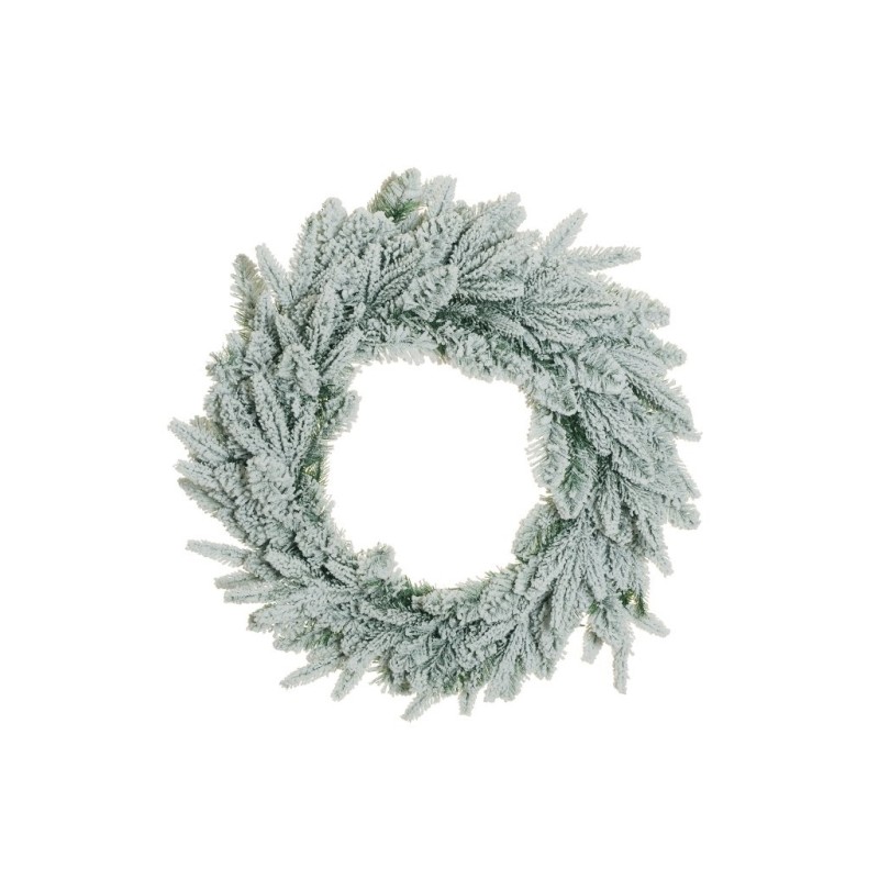 Lot de 6 - Couronne artificielle de pin enneigée, D. 70 cm - blanc 