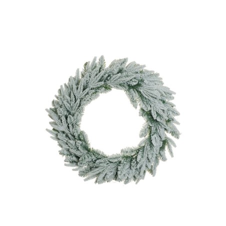 Lot de 2 - Couronne artificielle de pin enneigée, D. 80 cm - blanc 