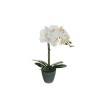 Lot de 6 - Petite plante artificielle d'orchidée phalaenopsis toucher réel en pot, 40 cm - blanc 