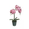 Lot de 6 - Plante artificielle moyenne d'orchidée phalaenopsis toucher réel en pot, 48 cm - violet rose crème 