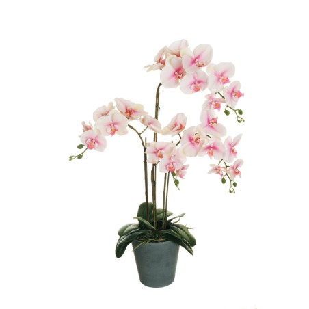 Plante géante artificielle d'orchidée phalaenopsis toucher réel en pot, 78 cm - crème rose fuchsia 