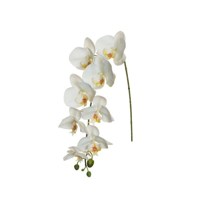 Lot de 12 - Tige suspendue artificielle d'orchidée phalaenopsis toucher réel X8, 94 cm - blanc 