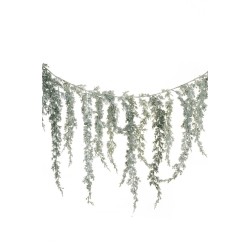 Lot de 6 - Guirlande suspendue artificielle de pin cèdre enneigée, 175 cm - blanc 
