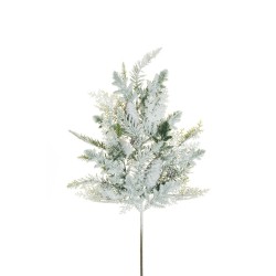 Lot de 8 - Tige artificielle de pin mixte enneigée, 70 cm - blanc 