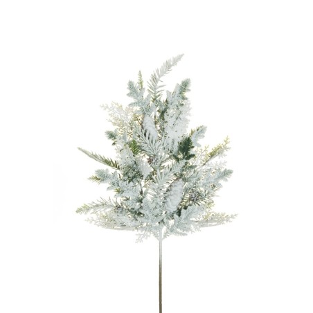 Lot de 8 - Tige artificielle de pin mixte enneigée, 70 cm - blanc 