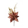 Lot de 24 - Pic artificiel double magnolia velours métallisé, 47 cm - mauve 