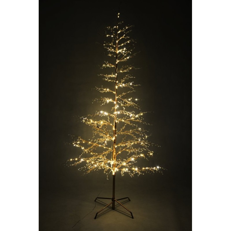 Lot de 4 - Sapin de Noël artificiel en perles acryliques 230 LED sur base métal, 180 cm - or 