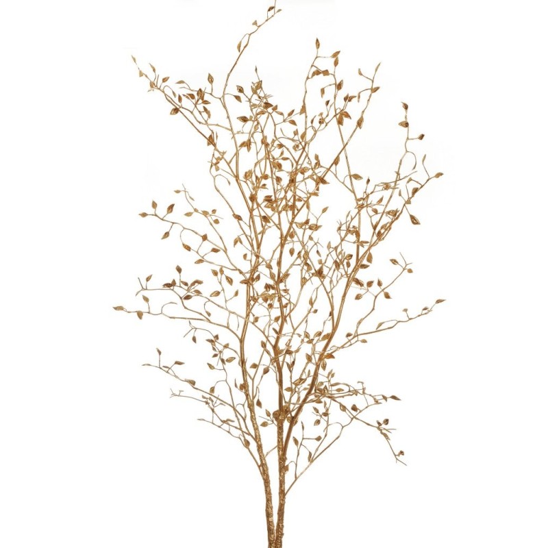 Lot de 6 - Grande branche artificielle de cotonéaster métallisée, 145 cm - or 