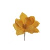 Lot de 24 - Pic artificiel double magnolia velours métallisé, 24 cm - or 