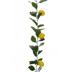 Lot de 6 - Guirlande artificielle de citronnier toucher réel X8, 190 cm - jaune 