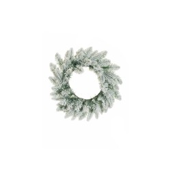 Lot de 12 - Couronne artificielle de pin enneigée, D. 40 cm - blanc 