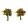 Lot de 16 - Bouquet artificiel de bogues de châtaignier X7, 24,5 cm - marron vert clair 