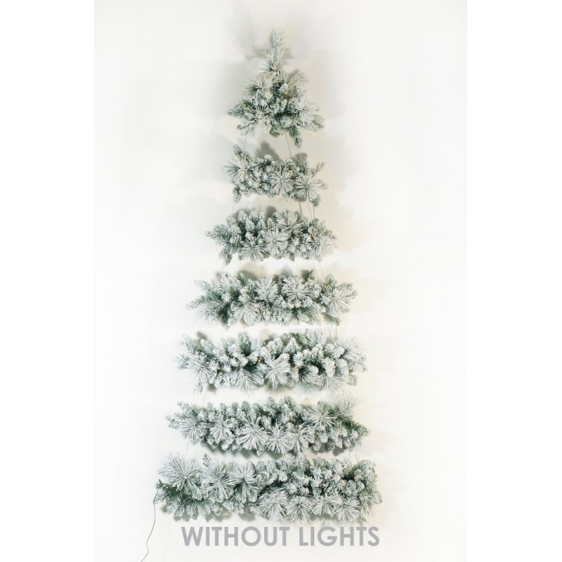 Sapin de Noël artificiel suspendu plat enneigé, 210 cm - blanc 