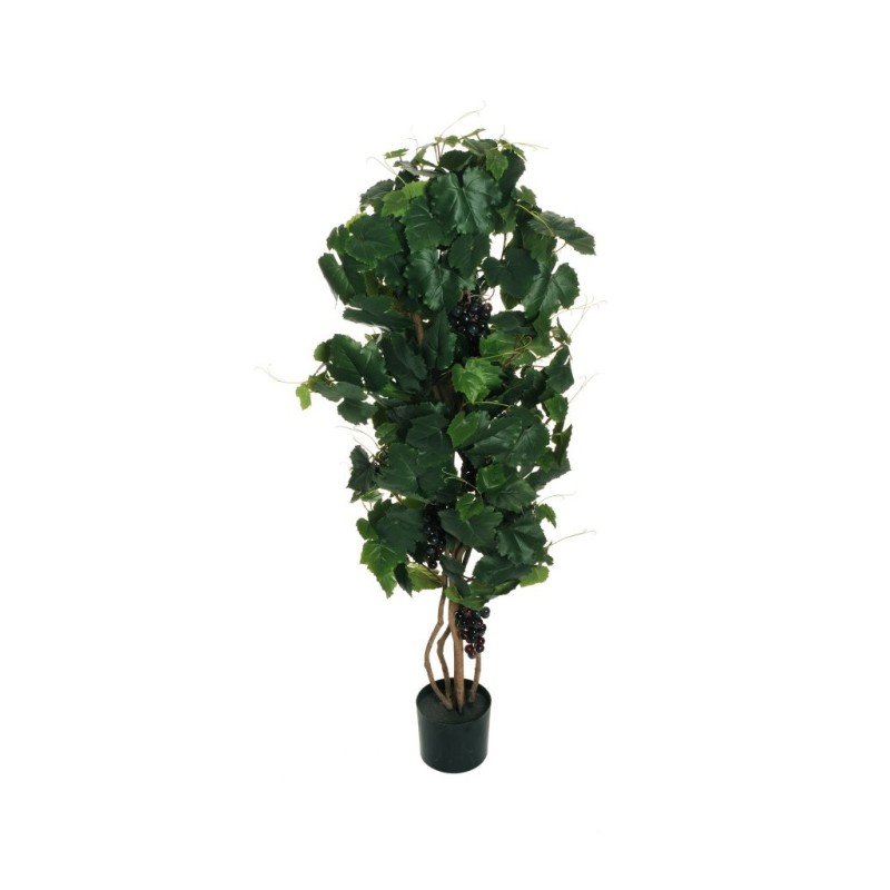 Lot de 4 - Plante artificielle de vigne avec grappes en pot, 125 cm - vert 