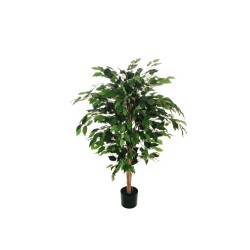 Lot de 4 - Plante artificielle de ficus benjamina en pot, 120 cm - vert 