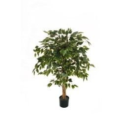 Lot de 4 - Plante artificielle de ficus benjamina en pot, 120 cm - panaché 