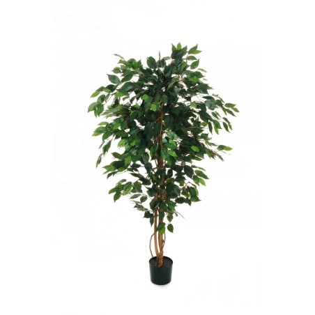 Lot de 4 - Plante artificielle de ficus benjamina en pot, 150 cm - vert 