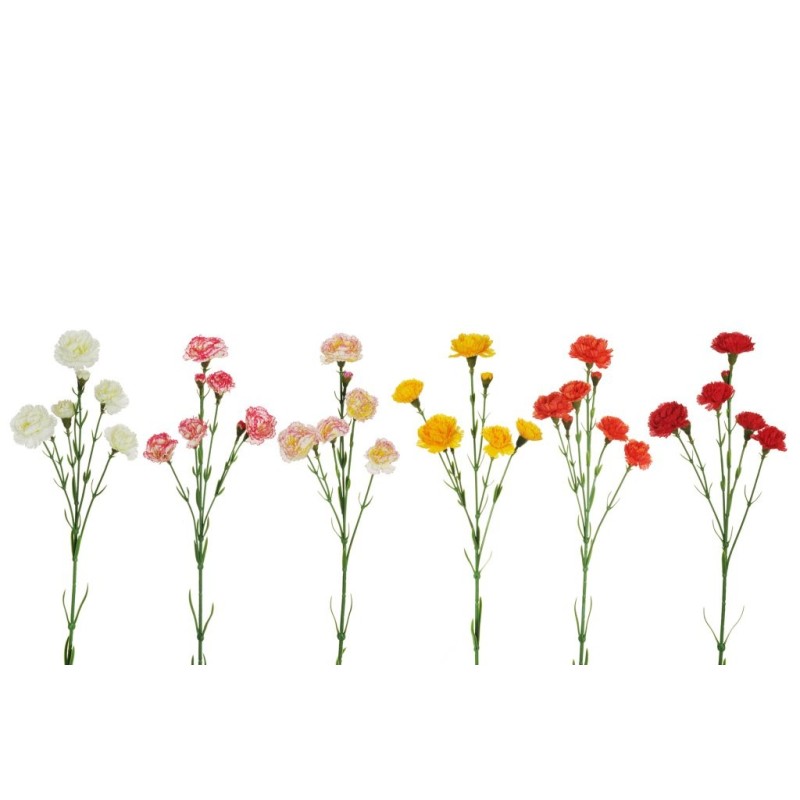 Lot de 36 - Tige artificielle de mini œillets, 68 cm - jaune orange rouge blanc crème fuchsia 