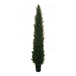 Sapin artificiel conique de cyprès en pot, 210 cm - vert foncé 