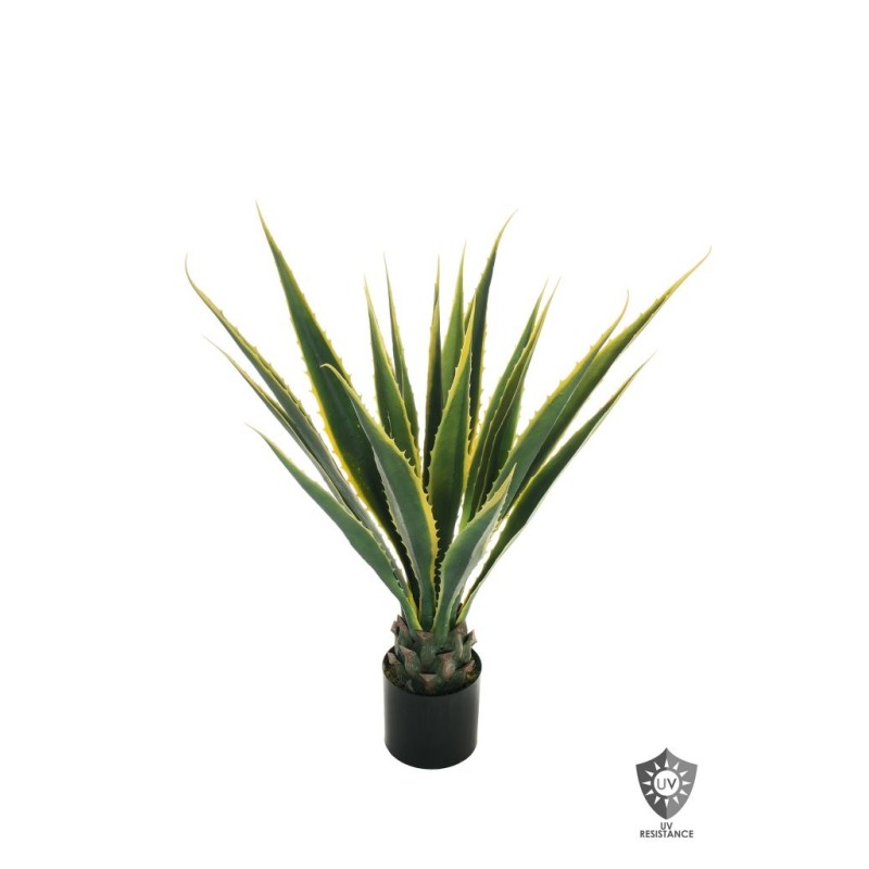 Lot de 2 - Plante artificielle d'agave américaine anti-UV en pot, 105 cm - panaché 
