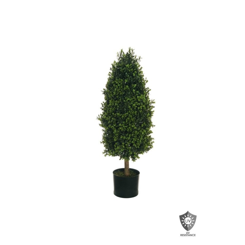 Lot de 2 - Plante artificielle conique de buis anti-UV en pot, 95 cm - vert 