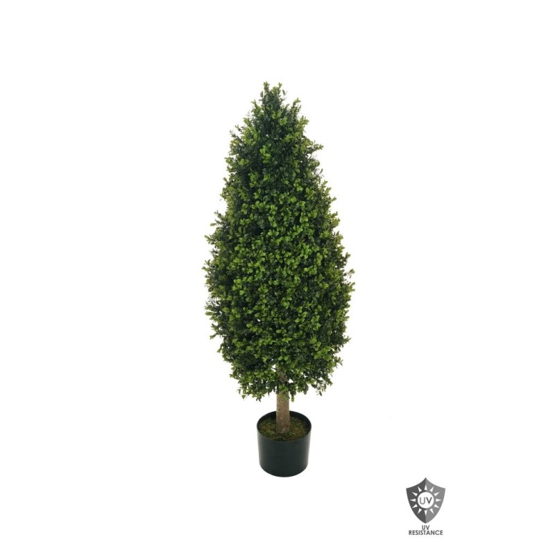 Lot de 2 - Plante artificielle conique de buis anti-UV en pot, 125 cm - vert 
