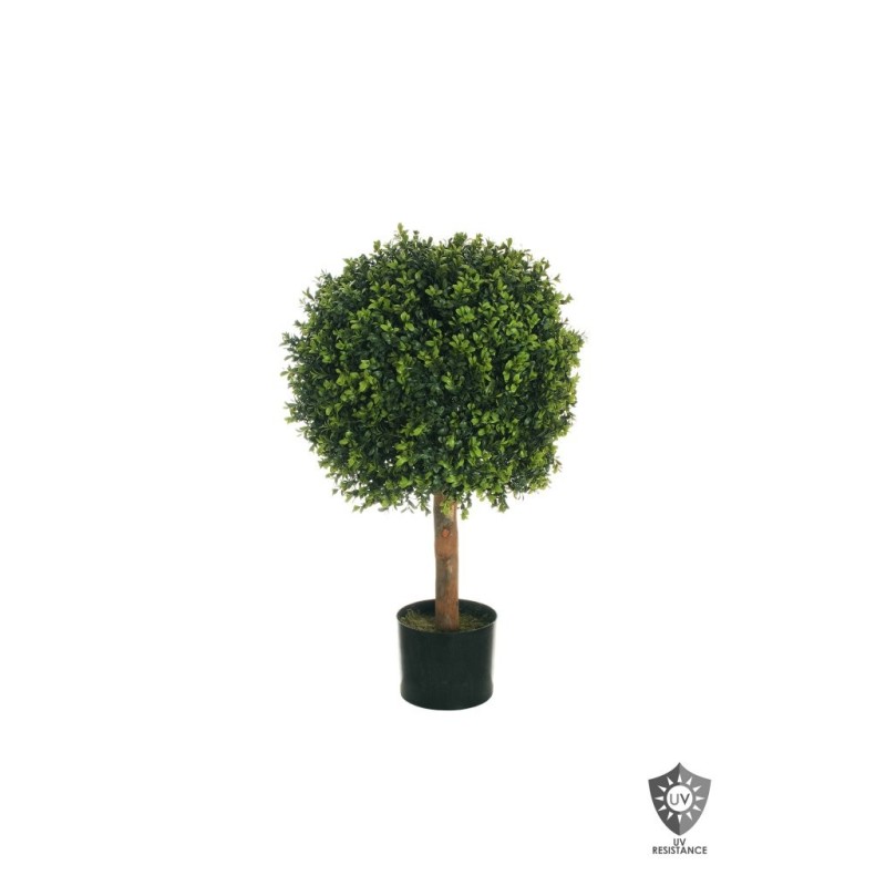 Lot de 2 - Plante artificielle topiaire de buis anti-UV en pot, 80 cm - vert 