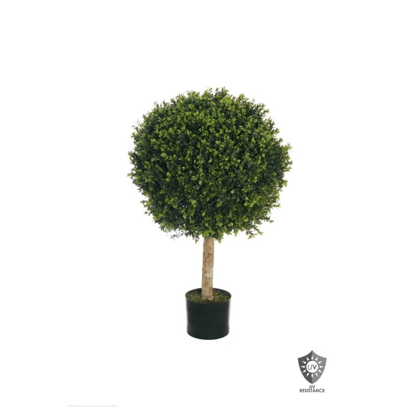 Lot de 2 - Plante artificielle topiaire de buis anti-UV en pot, 90 cm - vert 