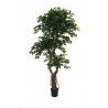 Lot de 2 - Plante artificielle de ficus benjamina multi-troncs spiralé en pot, 210 cm - vert 
