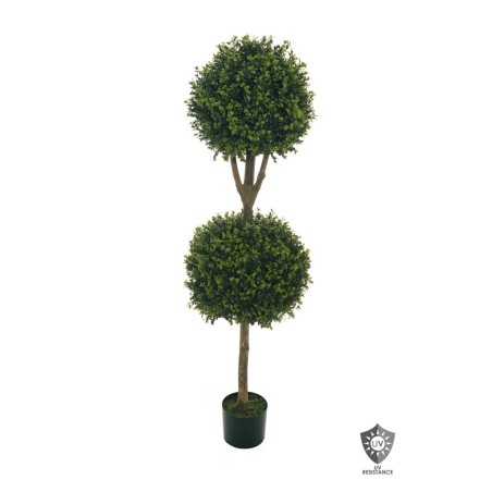 Lot de 2 - Plante artificielle de buis 2 boules anti-UV en pot, 150 cm - vert 