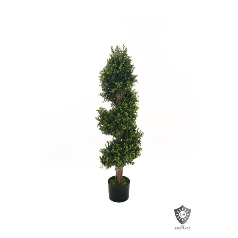 Lot de 2 - Plante artificielle de buis spiralé anti-UV en pot, 120 cm - vert 