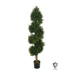 Lot de 2 - Plante artificielle de buis spiralé anti-UV en pot, 150 cm - vert 