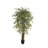 Lot de 2 - Plante artificielle de ficus benjamina multi-troncs en pot, 180 cm - panaché 