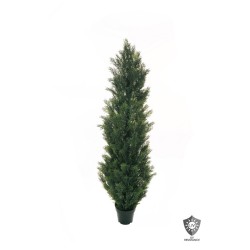 Lot de 2 - Plante artificielle de cyprès anti-UV en pot, 155 cm - vert 