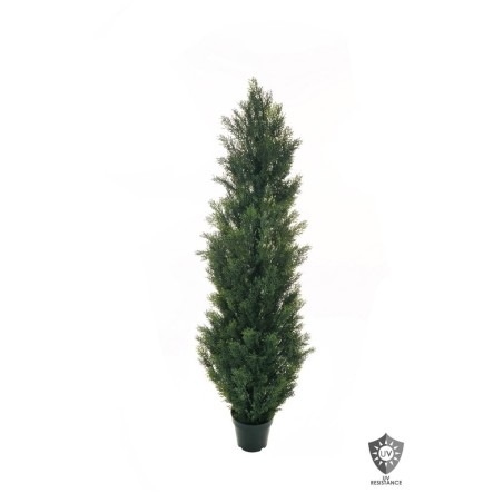 Lot de 2 - Plante artificielle de cyprès anti-UV en pot, 155 cm - vert 