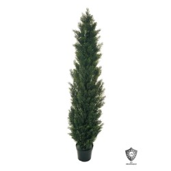 Lot de 2 - Plante artificielle de cyprès anti-UV en pot, 180 cm - vert 