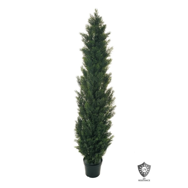Lot de 2 - Plante artificielle de cyprès anti-UV en pot, 180 cm - vert 