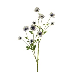 Lot de 12 - Longue tige artificielle d'anémone X10 floquée, 111 cm - blanc violet 