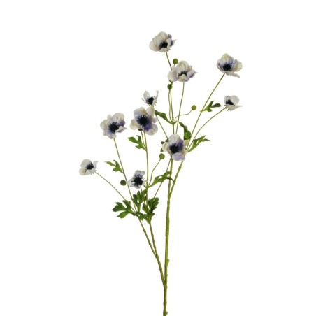 Lot de 12 - Longue tige artificielle d'anémone X10 floquée, 111 cm - blanc violet 