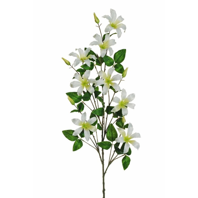 Lot de 6 - Longue tige artificielle de clématite X8, 133 cm - blanc vert 