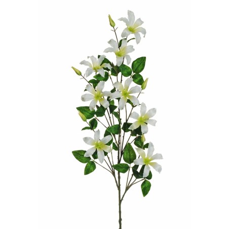 Lot de 6 - Longue tige artificielle de clématite X8, 133 cm - blanc vert 