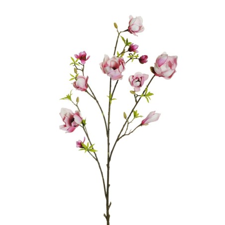 Lot de 12 - Grande branche artificielle de magnolia, 139 cm - fuchsia rose 