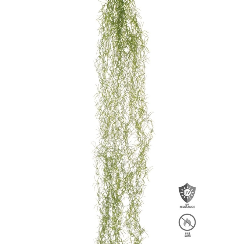 Lot de 36 - Buisson suspendu artificiel de tillandsia anti-UV ignifugé X6, 140 cm - vert gris 