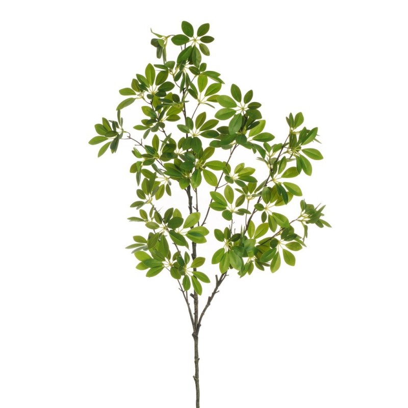 Lot de 10 - Grande branche artificielle de baby schefflera toucher réel X371, 125 cm - vert 